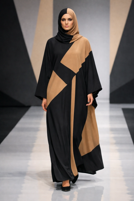 Modern Color Block Abaya
