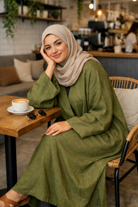 Olive Linen Abaya